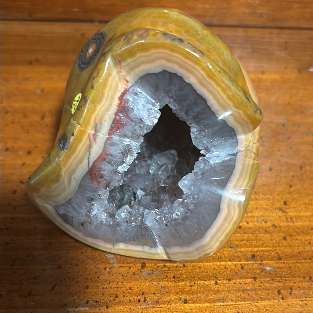 Yellow Geode Crystal Art Piece